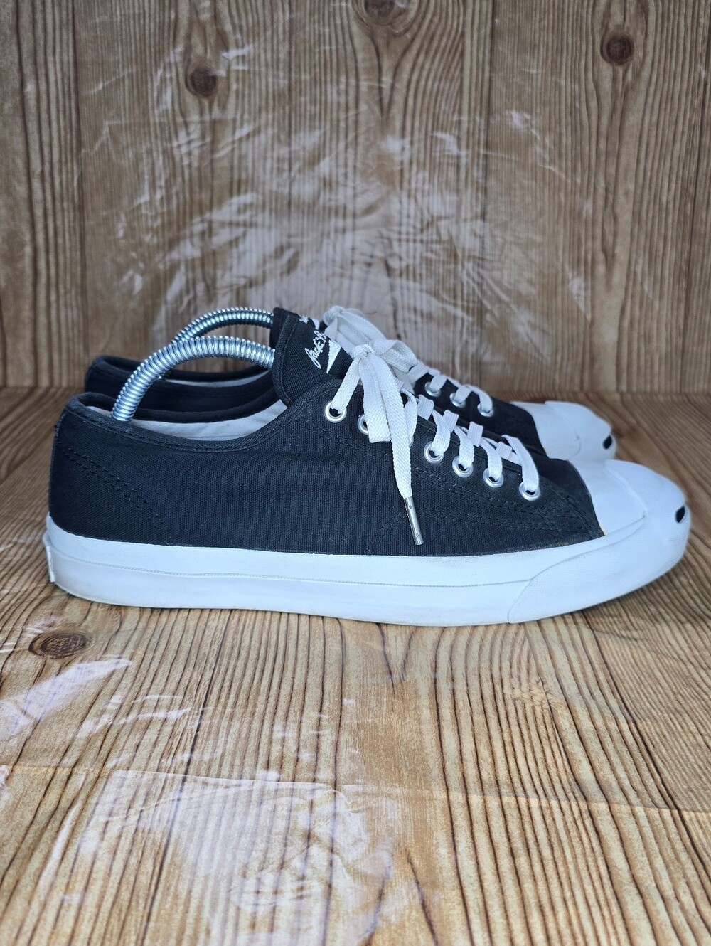 Men's Jack Purcell Converse Black & White Low Top Sneakers Size 9.5 - Picture 4 of 11